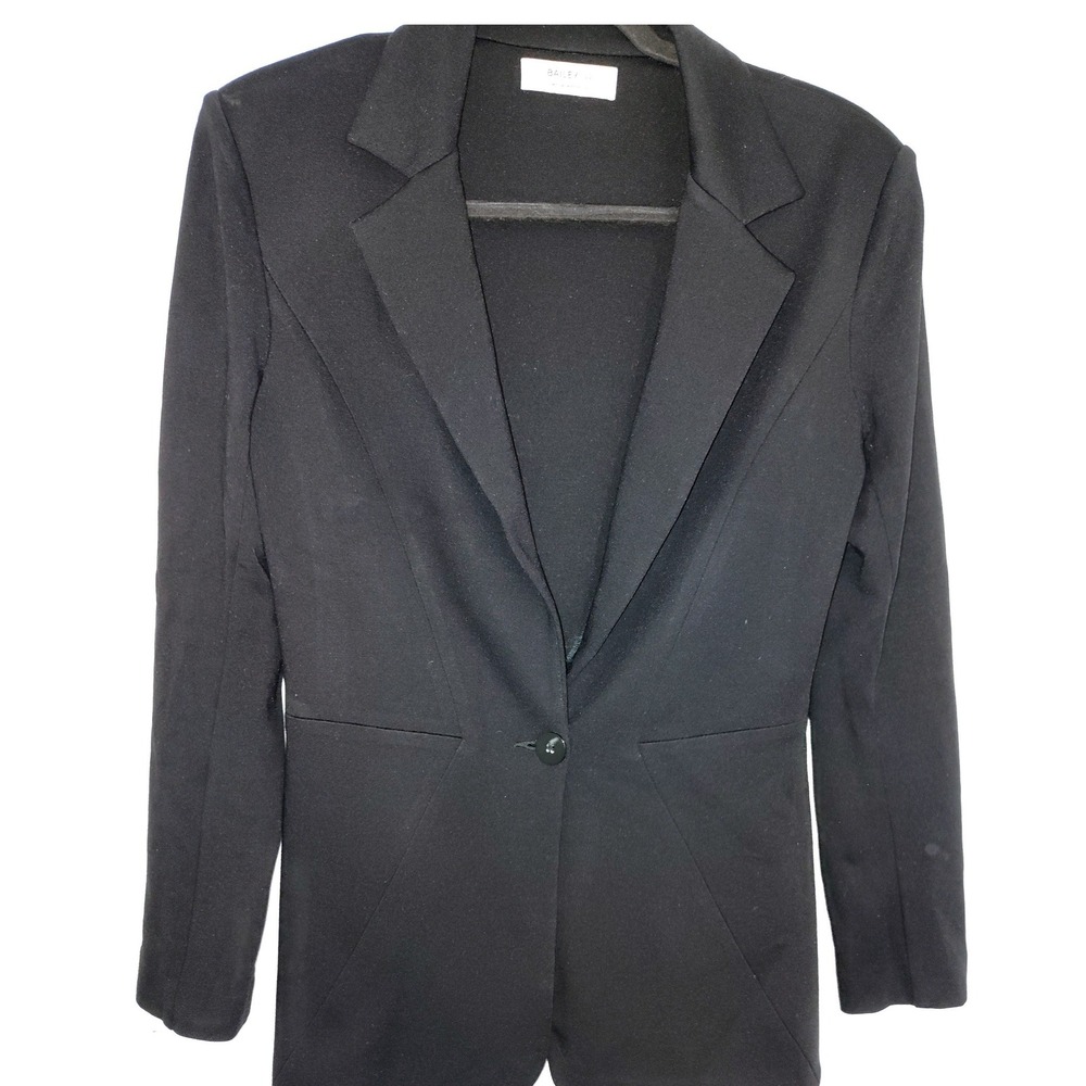 Bailey 44 Womens Black Ponte Knit Single Button Blazer Jacket Made in USA M